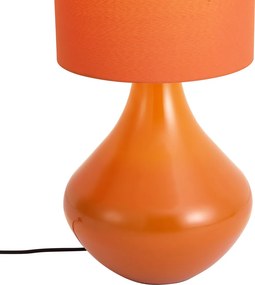 Lampa podłogowa retro pomarańczowa z abażurem z tkaniny - Mina