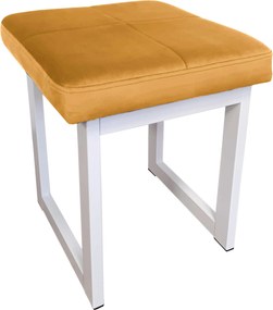 Taboret SOLID tkanina Welur stelaż metalowy STOŁEK LOFT : Kolor Stelaża - Biały, Kolor tkaniny - VELVET - MG15, Typ tkaniny - Velvet, Wysokość - 45 cm