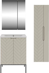 Zestaw mebli łazienkowych z umywalką i lustrem Aspen 30 cashmere/czarny