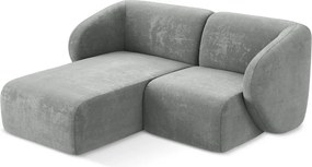 Szary narożnik z tkaniny szenilowej (lewostronny/z szezlongiem) Lani – Makamii