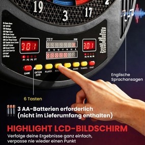 SPORTNOW Elektroniczna tarcza do darta dla 1-8 graczy, wyświetlacz LCD, 6 zestawów rzutków, kolorowa | Aosom PL