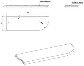 SAPHO AE300-0101 Abeline Półka narożna rockstone 30 x 10 cm, mimośrodowa, biały mat