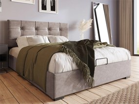 Łóżko tapicerowane 90x200cm z weluru - regulowane wezgłowie z stelażem na listwy - Szare