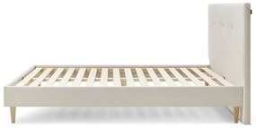 Beżowe tapicerowane łóżko dwuosobowe ze stelażem 160x200 cm Tory – Bobochic Paris