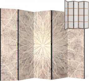 Parawan pokojowy 5-częściowy 225x172 Jednostronny dekoracyjny boho minimalistyczny Beżowy Betonowa Mandala