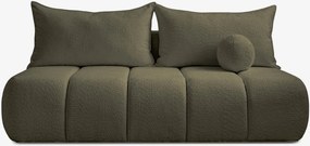 Sofa z Funkcją Spania SARIA Oliwkowa Boucle Nowoczesna