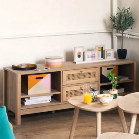 Komoda pod telewizor z plecionką wiedeńską ARTY, 50 x 140 cm