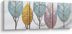 Obraz - Designowe drzewa (z zegarem) (90x30 cm)