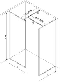 Mexen Kioto-F ścianka prysznicowa Walk-in z ramką 125 x 100 cm, transparent 8 mm, gun metal - 800-125-202-04-95-100