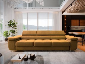 Masseno Sofa MOSINE z funkcją spania, Rozkładana sofa - Żółty, MONOLITH 48