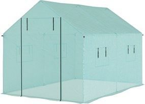 Outsunny Szklarnia Foliowa 2x3x2m Odporna na Wiatr z Oknem Drzwiami na Rolce Ochrona UV Zielona | Aosom PL