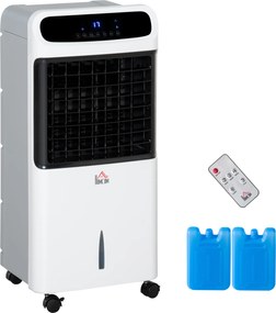HOMCOM Klimatyzator z chłodzeniem wodnym z pilotem 3 tryby, 3 prędkości, 12-godzinny timer, wyświetlacz LED, 38x35x81 cm Biały | Aosom PL