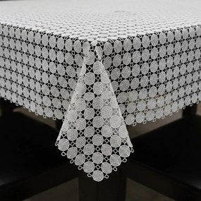 Obrus na metry gipiurowy biały Koła elegancki - szer. 150 cm