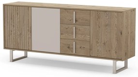 Szara niska komoda w dekorze dębu 180x80 cm Millay – Marckeric
