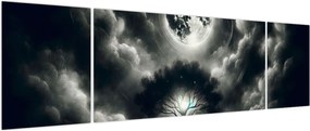 Obraz – Czarno-białe drzewo w pełni księżyca (170x50 cm)