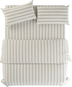 Jasnoszaro-kremowa lniana pościel dwuosobowa 200x200 cm Natural Stripes – Native Natural