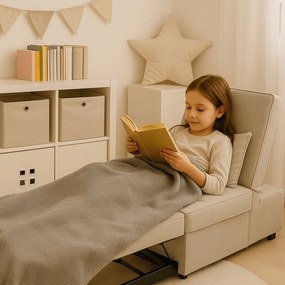 Rozkładany fotel z funkcją leżenia Iberis, kolor beżowy, szerokość 67 cm