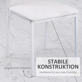HOMCOM Krzesła do jadalni w zestawie 4 szt., krzesło kuchenne z oparciem, ekoskóra, krzesło do salonu z poduszką pod stopy, krzesła, krzesło tapicerowane z metalowymi nogami do stołu, biały