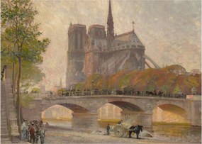 Obraz na szkle - Robert William Vonnoh, Notre Dame de Paris, reprodukcje (70x50 cm)