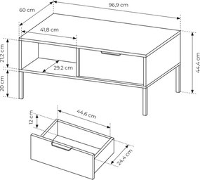 MARS stolik kawowy antracyt ze złotymi elementami – nowoczesny stolik do salonu