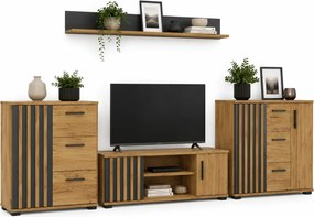 4-elementowy zestaw mebli z lamelami loft M8-R57