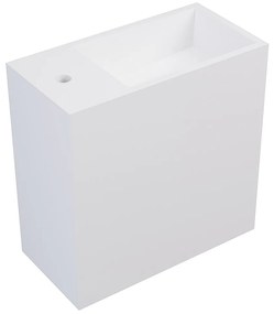 Umywalka wisząca biała solid surface z wnęką - Bateria po lewej - 40 cm - PUMORI