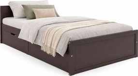 Łóżko drewniane z szufladami ciemny brąz 90x200 K5-D39