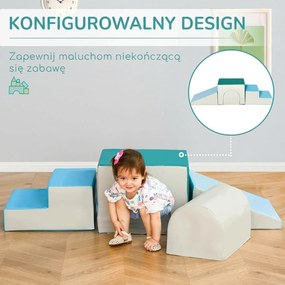HOMCOM Zestaw 4 piankowych klocków do budowy dla dzieci w wieku 1-3 lat EPE kolor niebieski