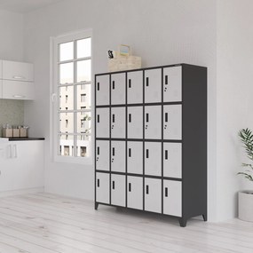 Szafa skrytkowa socjalna BHP antracytowo-biała: ROBERT, 1360 x 1720 x 450 mm