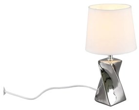 Lampa stołowa w kolorze srebra z tekstylnym kloszem (wysokość 28 cm) Abeba – Trio