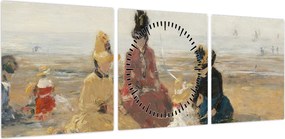Obraz - Eugène Boudin, On the Beach, Trouville, reprodukcje (z zegarem) (90x30 cm)