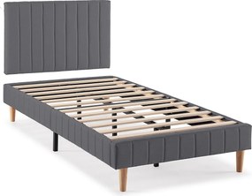 Kolumnowy stelaż + zagłówek Eris 90x190 cm Szary ciemny