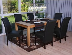 Krzesło do jadalni M37 (zestaw 6 sztuk),  sztuczna skóra matowa, czarny, ciemne nóżki