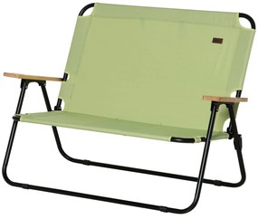 Outsunny Krzesło kempingowe dla dwóch osób, składane, z uchwytami na napoje, 141 x 67 x 80 cm, Zielony