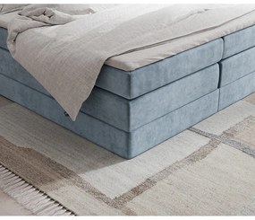 Niebieskie łóżko kontynentalne ze schowkiem/bez zagłówka 200x200 cm Juniper – Maison de Rêve