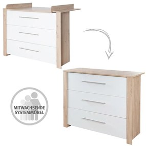 Białp-naturalna niska komoda dziecięca w dekorze dębu z przewijakiem 112x98 cm – Roba