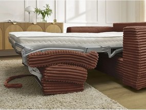 Pomarańczowa sztruksowa rozkładana sofa do spania 240 cm Hugo – Bobochic Paris