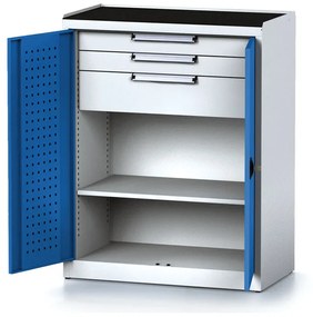 Szafa warsztatowa MECHANIC, 1170 x 920 x 500 mm, 2 półki, 2 szuflady, niebieskie drzwi