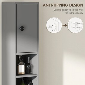 kleankin Szafka łazienkowa, 4 półki, szuflada, płyta wiórowa, smukły design, szara | Aosom PL