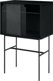 Czarna witryna z drzwiami przesuwnymi 70x109x40 cm Lekko – noo.ma
