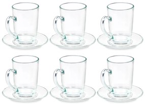 Szklane filiżanki do kawy cappuccino ze spodkami, 6 sztuk, 200 ml
