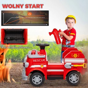 AIYAPLAY Samochód Strażacki, Elektryczny Samochód Dla Dzieci, maks. 3 km/h, Syrena, Światło Błyskowe, Narzędzia, dla Dzieci 3-5 Lat