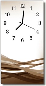 Zegar Szklany Pionowy Natura Fale linie brązowy