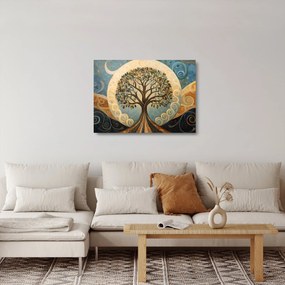 Obraz na szkle – Drzewo życia i spirale (70x50 cm)