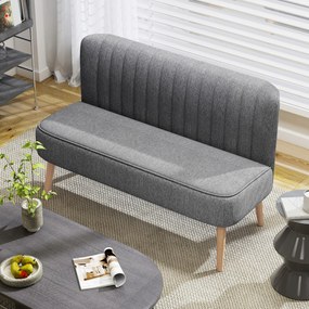 HOMCOM Sofa 2-osobowa, sofa tapicerowana o wyglądzie lnu, drewniana rama, do salonu i sypialni, 117 cm, szara