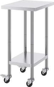 Stół Roboczy ze Stali Nierdzewnej SucceBuy, 610 x 457 x 954,6 mm, Komercyjny Stół Przygotowawczy na 4 Kółkach