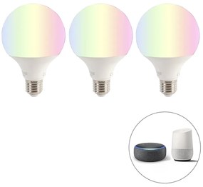Zestaw 3 inteligentnych żarówek LED E27 RGBW G95 11W 1050lm 2200-4000K