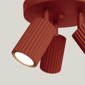 Plafon trzypunktowy KARBON 3P ochra czerwona okrągły SOLLUX  LIGHTING