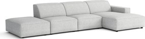 Narożnik modułowy Cursal C lewy z pufą – sofa narożna 341 x 166 x 70 cm, jasno szary Raven 6, nowoczesny design