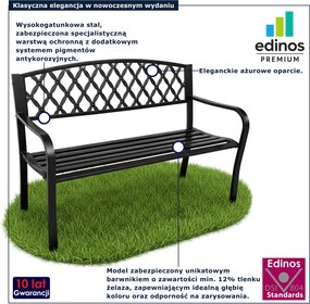 Czarna ławka z ażurowym oparciem do ogrodu Z3-D73